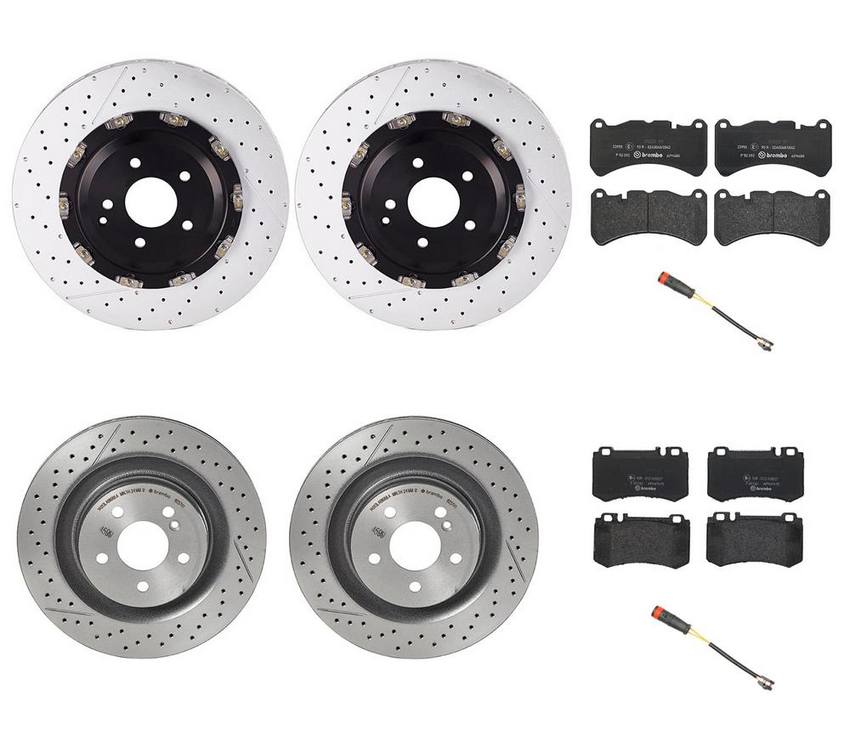 Mercedes Brakes Kit - Pads & Rotors Front and Rear (360mm/330mm) (Low-Met) 005420392041 - Brembo 4191380KIT